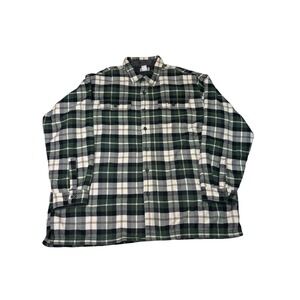 L.L.Bean XXL-REG Green‎ Plaid Flannel Shirt Jacket Long Sleeve Mens